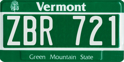 VT license plate ZBR721