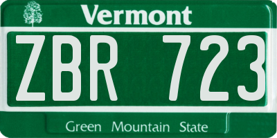 VT license plate ZBR723