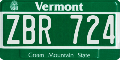 VT license plate ZBR724