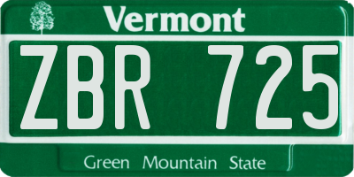VT license plate ZBR725