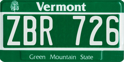 VT license plate ZBR726