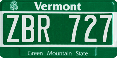 VT license plate ZBR727