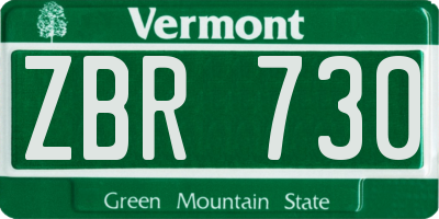 VT license plate ZBR730