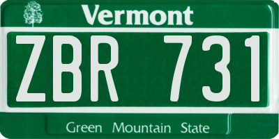VT license plate ZBR731