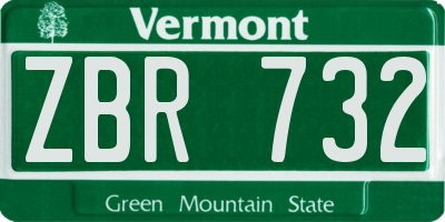 VT license plate ZBR732