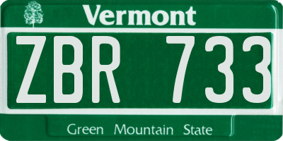 VT license plate ZBR733