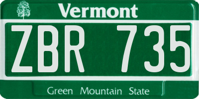 VT license plate ZBR735