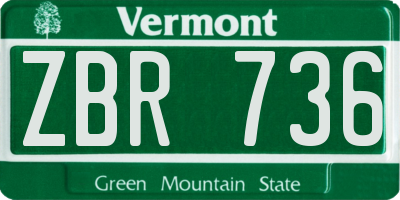 VT license plate ZBR736
