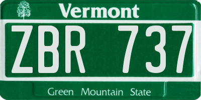 VT license plate ZBR737