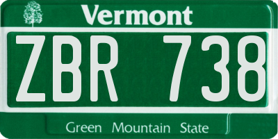 VT license plate ZBR738