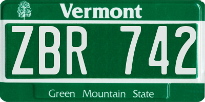 VT license plate ZBR742