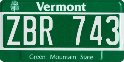 VT license plate ZBR743