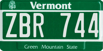 VT license plate ZBR744