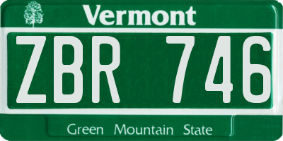 VT license plate ZBR746