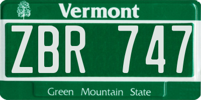 VT license plate ZBR747