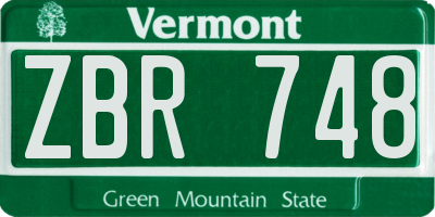 VT license plate ZBR748