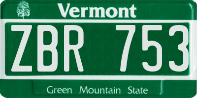 VT license plate ZBR753