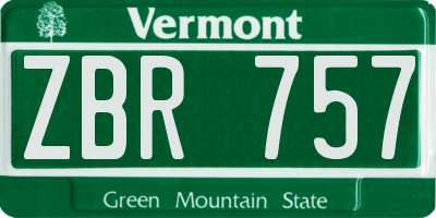 VT license plate ZBR757