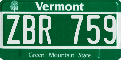 VT license plate ZBR759