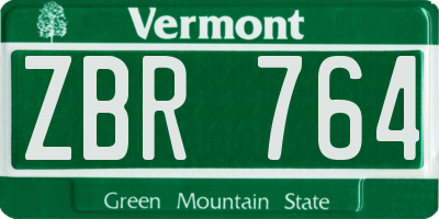 VT license plate ZBR764