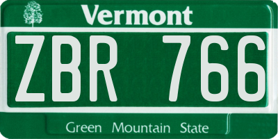 VT license plate ZBR766