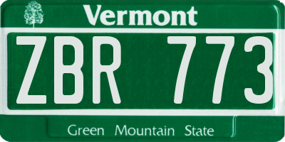 VT license plate ZBR773