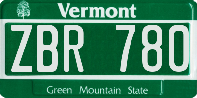 VT license plate ZBR780