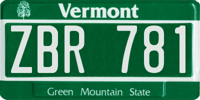 VT license plate ZBR781