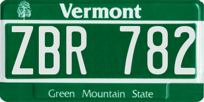 VT license plate ZBR782