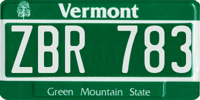 VT license plate ZBR783