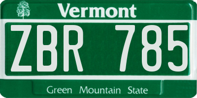 VT license plate ZBR785