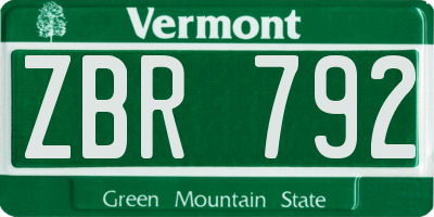 VT license plate ZBR792