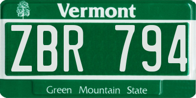 VT license plate ZBR794