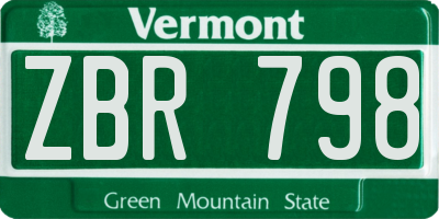 VT license plate ZBR798