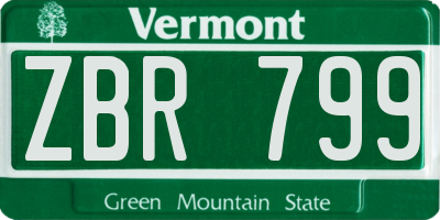 VT license plate ZBR799