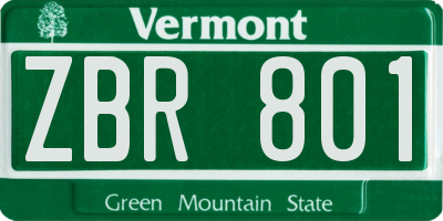 VT license plate ZBR801