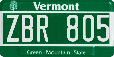 VT license plate ZBR805