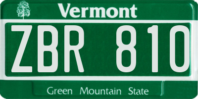 VT license plate ZBR810