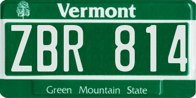 VT license plate ZBR814