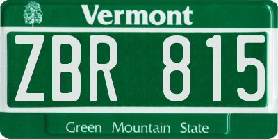 VT license plate ZBR815
