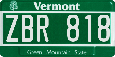 VT license plate ZBR818