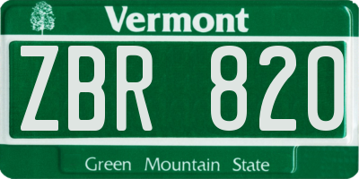 VT license plate ZBR820