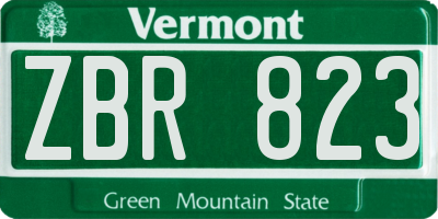 VT license plate ZBR823