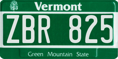 VT license plate ZBR825