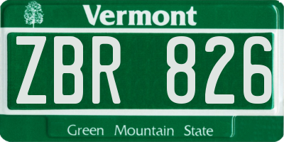 VT license plate ZBR826