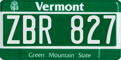 VT license plate ZBR827
