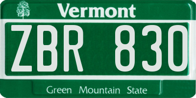 VT license plate ZBR830