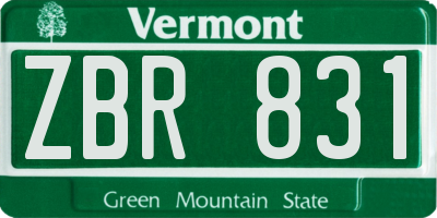 VT license plate ZBR831