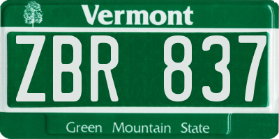 VT license plate ZBR837