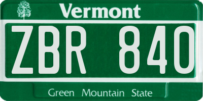 VT license plate ZBR840